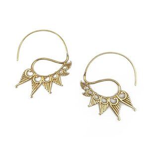 Tanvi Collection Earrings - Gold Graduated Wings Open Hoop